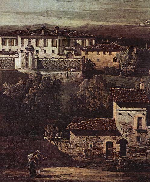 Das Dorf Gazzada, Blick von Sud-Ost auf die Villa Melzi d'Eril, Bernardo Bellotto